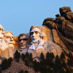 Mount Rushmore with a nice sunset behind it