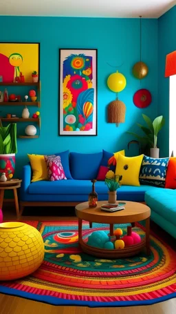A room with vibrant accents and colorful decor that adds personality and energy.