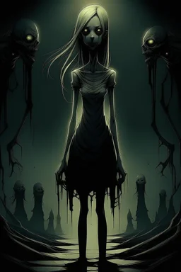 strane tall lady, horror, little nightmare videogames style