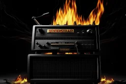 4k full realism, full details, logo emission radio hardrock firestarter