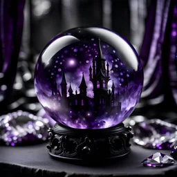 gothic black and purple crystal ball mystical