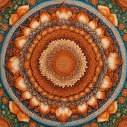 Fox mandala made up of many miniature fox faces, ultra quality, hyper detailed