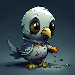 chibi 2d art man horror pigeon