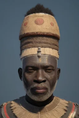 african head portrait, warrior costume, village, meditation, woods, galaxy sky, 8k quality