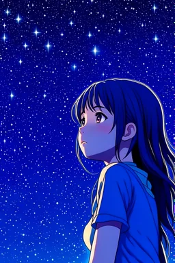 a anime girl looking at the stars