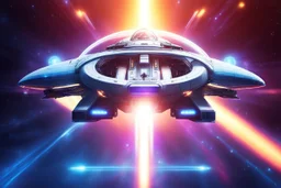 a powerfull cosmic beautiful SPACESHIP standing in the light