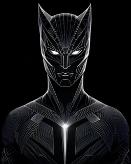 Catman, аrte lineal, fondo negro, cuerpo completo retrato