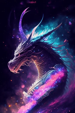 Fierce Magical dragon in space