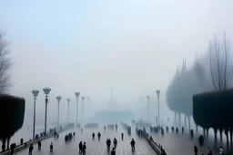 Iranian open space in Azadi square, Outdated Holiday Decorating , charismas 2024 decoration, light, fog, people outdoor happy