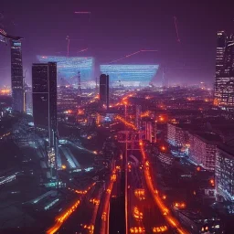 Cyberpunk Moscow, night, rainy