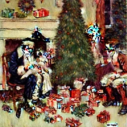 christmas presents under a tree norman rockwell