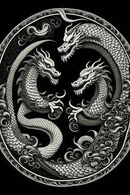 Two dragons created yin yang symbol