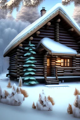 Winter log cabin