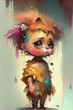 an oil painting of something adorable, cute, in the style of expressive character design, dusan djukaric, Carne Griffiths, Lou Xaz