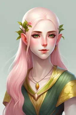 Female Spring Elf with long blonde and pink hair