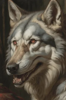 A wolf painted by Heironymous Bosch