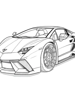 lamborigini car drawn without color for coloring