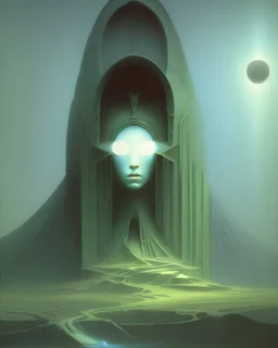 evil goddess painted by Zdzisław Beksiński