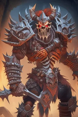 a human bandit with armor made from giant rib bones similar to garrosh hellscreams armor