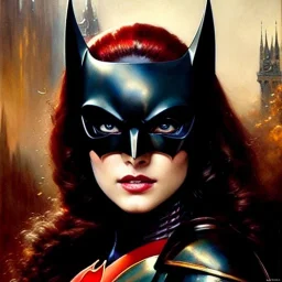 portrait beautiful face BatWoman,busty,ancient metal armor balanciaga fashion clothe painting by gaston bussiere, greg rutkowski, yoji shinkawa, yoshitaka amano, tsutomu nihei, donato giancola, tim hildebrandt, oil on canvas, cinematic composition, extreme detail,fit full head inside picture,16k