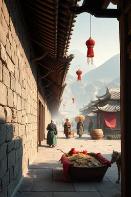 trading caravan Hexi Corridor silk road in ancient times in the style of Zeng Fanzhi