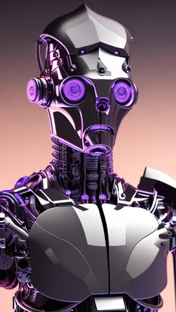 Cyborg man nice, nion, purple , 3D, 4K,8K