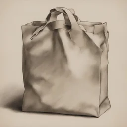 A paper bag, pencil drawing in colors