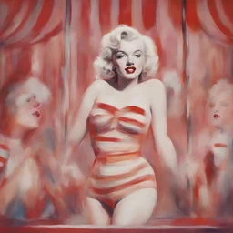 Marilyn monroe, at the circus, red, orange, pink