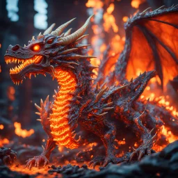 Giant horrific zombie dragon made of bones and fire, covered with glowing orange slime ,unreal engine 5, sharp focus, high contrast, bright vibrant colors, cinematic masterpiece, shallow depth of field, bokeh, sparks, glitter, 16k resolution, photorealistic, intricate details, dramatic natural lighting