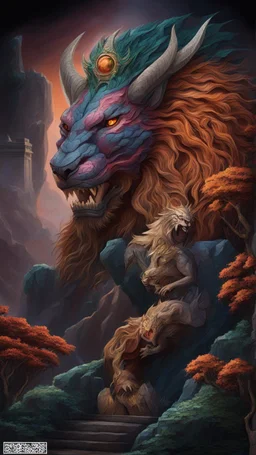 Lion + dragon + Trees