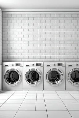 white laundry wall, front view