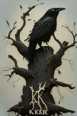 The symbol for Kharzak is a black raven perched on a gnarled branch of a dead tree