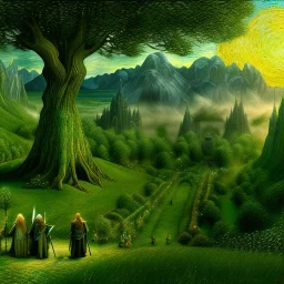 Epic Drawing of scenery of The LOTR estilo Van Gogh 4k