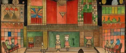 A theatre with jazz musicians painted by Paul Klee