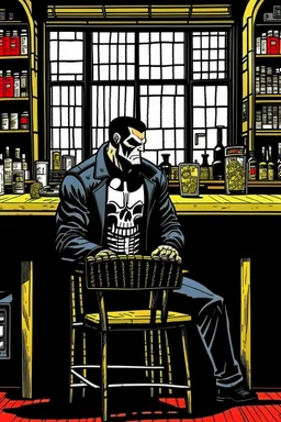 punisher sku;; CITY MEETING INSIDE THE WHISKEY BAR the style of Hiroshi Nagai