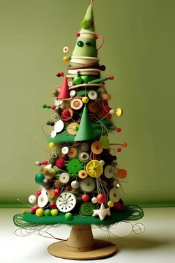 Christmas tree made of sewing accessories