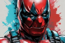 Poster in two gradations, split in half, one side "deadpool", other side "wolfverine", midline of the face, painting by Yoji Shinkawa, tones and colours randoms, solid, pastel , detailed iridescent, metallic, translucent, dramatic lighting, hyper futuristic, digital art,