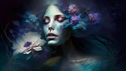 beautiful woman phantom, flower, mysticism