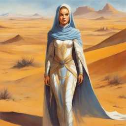 [art by Esteban Maroto] She stands amidst the arid desert, a young Bene Gesserit adorned in a remarkable Fremen stillsuit, a testament to her adaptability and survival instincts. The suit, intricately woven with a network of tubes, serves as her lifeline in this parched land. The stillsuit's muted colors blend seamlessly with the desert landscape, allowing her to move unnoticed, a ghost in the sand. Its design, passed down through generations of Fremen