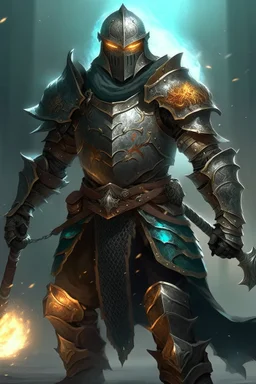 A warrior with iron armor filled with magic