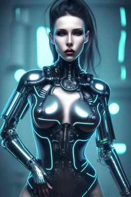 cyberpunk, black latex body, women, body portrai, big boobs, open mouth, highlight eyes perfect, skin, tron, cyborg , perfekt, real, dream, hr giger