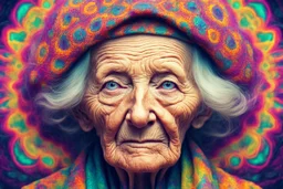 very old woman psychedelic image