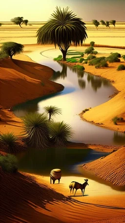 Africa, farming, river and desert