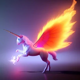 CM küre içinde fantastik unicorn ateşli kanatları olan