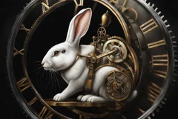 Clockwork rabbit. Photorealistic style painting.