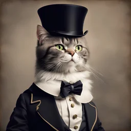 a cat giving the Gettysburg address in a top hat
