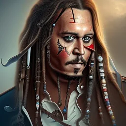 captain jack sparrow, extreme details, real, drinking , enjoying, sober, digital art, extreme colors --ar3:2--v4--q2