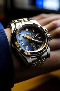 "Generate an image of the two-tone Cartier watch being worn on a wrist, emphasizing its luxurious look and how it complements a person's style."