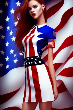 girl, American flag dress