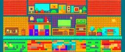 "Create 50 seamless flat 64x64 pixel textures connected with a pixelated style a inside home."